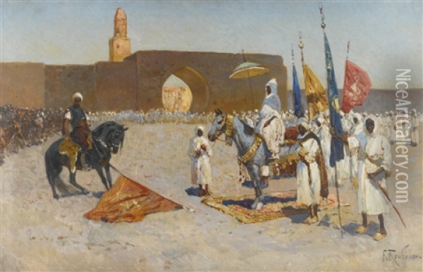 Surrendering The Caliph's Banner Oil Painting - Franz Roubaud