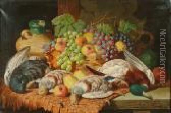 Still Life With Game And Fruit Oil Painting - Charles Thomas Bale