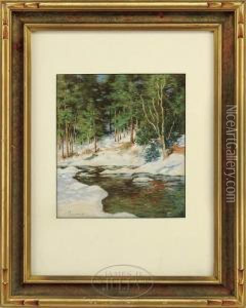 Winter Stream Oil Painting - Frederick John Mulhaupt