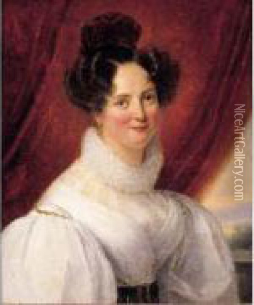 Portrait Madame Musias, Circa 1820 Oil Painting - Claude-Marie Dubufe