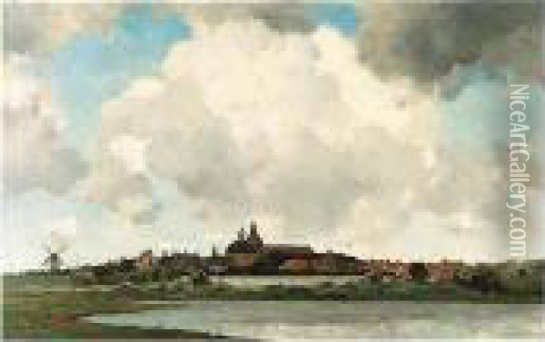 A View Of Leerdam Oil Painting - Ludwig Willem R. Wenckebach