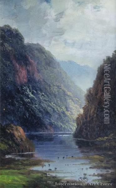 The Wanganui River Oil Painting - Thomas Reginald Attwood