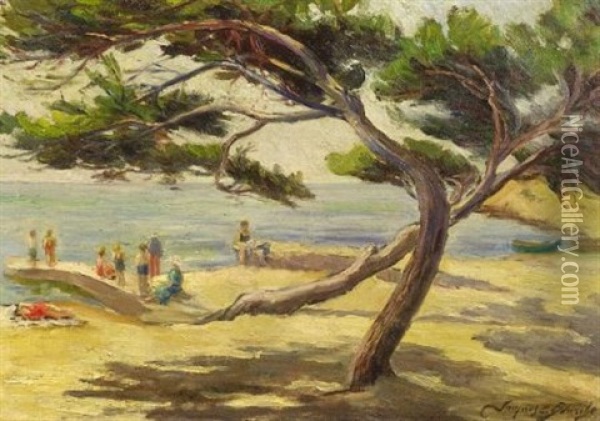 On The Beach Oil Painting - Jacques-Emile Blanche