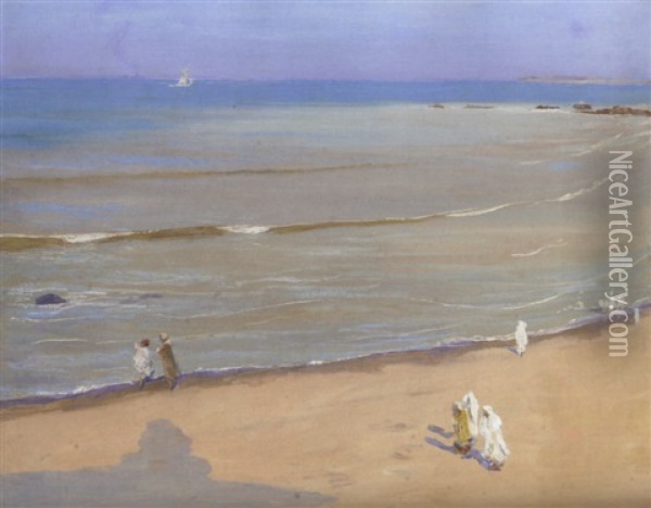 Morning After The Storm, The Beach, Tangier Oil Painting - John Lavery
