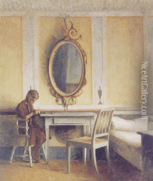 Interior Fra Liselund Med Lille Pige Oil Painting - Peter Vilhelm Ilsted