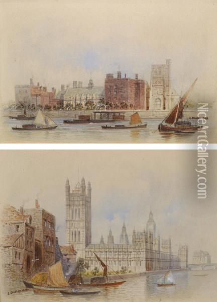 Houses Of Parliament Oil Painting - E. Dudley