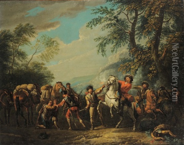 Viaggiatori Assaltati Dai Briganti Oil Painting - Pieter van Bloemen