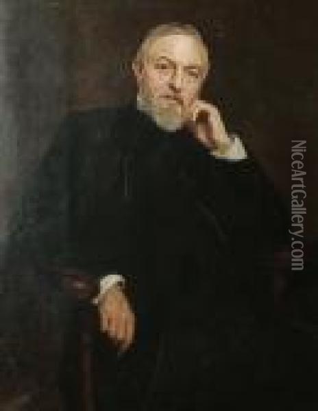 Portrait Of A Gentleman Seated Oil Painting - Sir Hubert von Herkomer