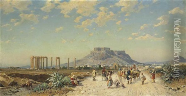 The Acropolis, Athens Oil Painting - Hermann David Salomon Corrodi