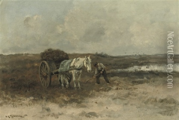 Plaggensteken: Working The Field Oil Painting - Willem George Frederik Jansen
