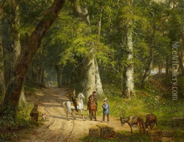 Begegnung Auf Der Strase Im Wald Oil Painting - Frans Breuhaus de Groot