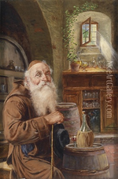 Im Weinkeller Oil Painting - Georg Roessler
