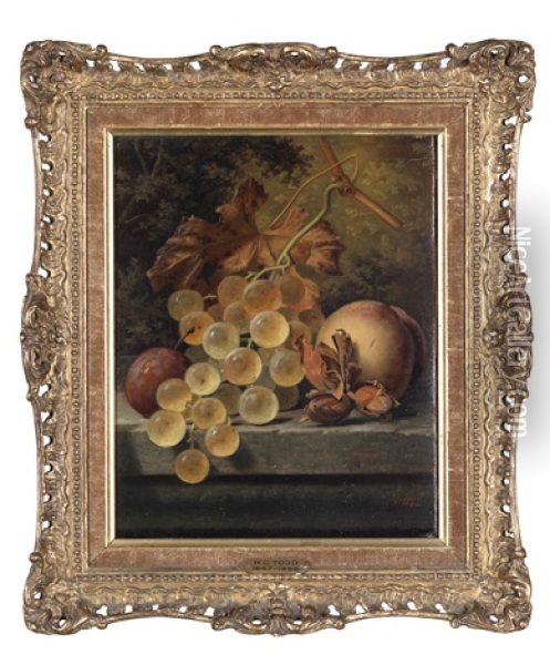 Ein Paar Fruchtestillleben (pair) Oil Painting - Henry George Todd