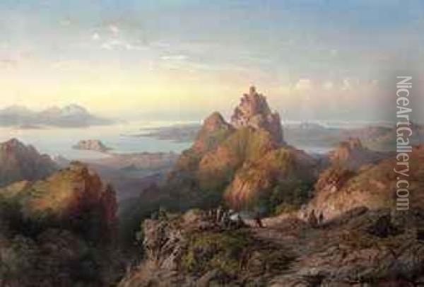 A View Of The Genoese Fortress At Balaklava Oil Painting - Carlo Bossoli