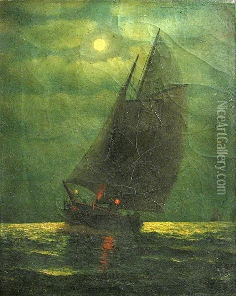 Moonlit Ship Oil Painting - James Gale Tyler