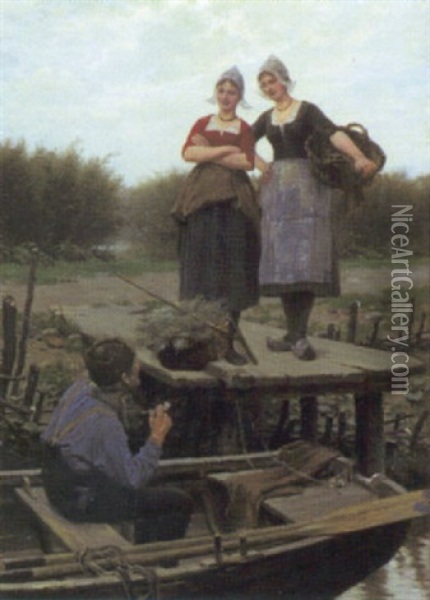 Pa Bryggan Oil Painting - Otto Eckmann
