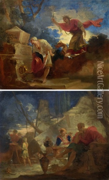 Pair Of Works: The Alchemist And The Scholar Oil Painting - Pierre-Louis Cretey