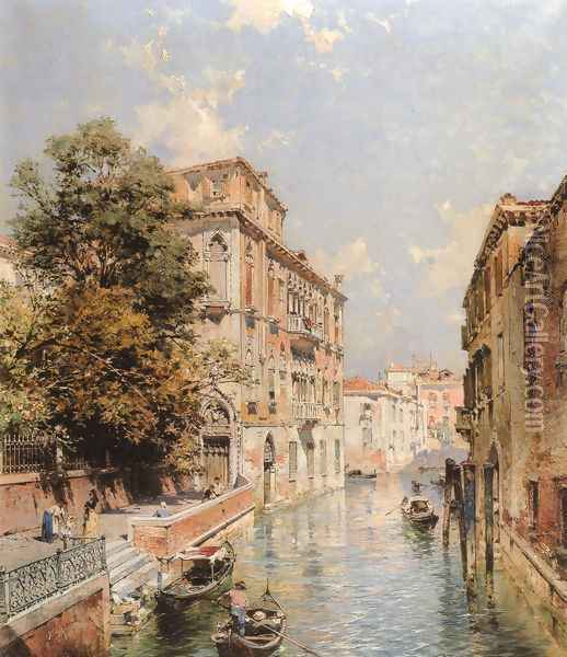 A View in Venice, Rio S. Marina Oil Painting - Franz Richard Unterberger