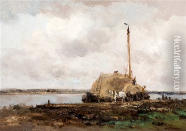 Hooischuit Aan Rivieroever Oil Painting - Willem George Frederik Jansen