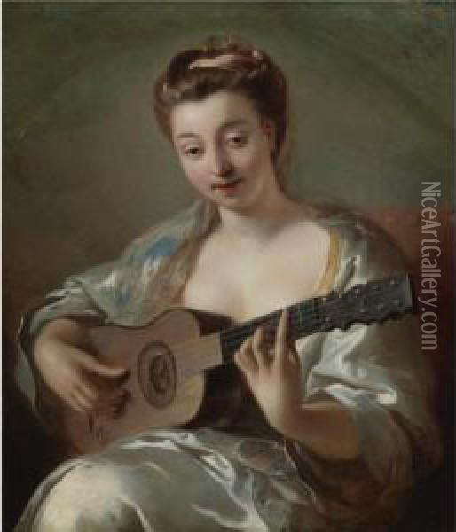The Guitar Player Oil Painting - Jean Francois de Troy