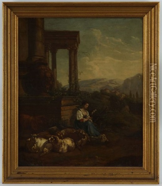 Bergere Dans Les Ruines Oil Painting - Johann Heinrich Roos