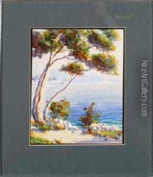 Neapolitan Views - A Friary And Trees Overlooking The Bay Oil Painting - Gianni