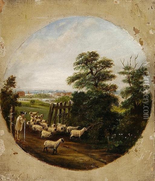 Moving The Sheep Oil Painting - Robert Burrows
