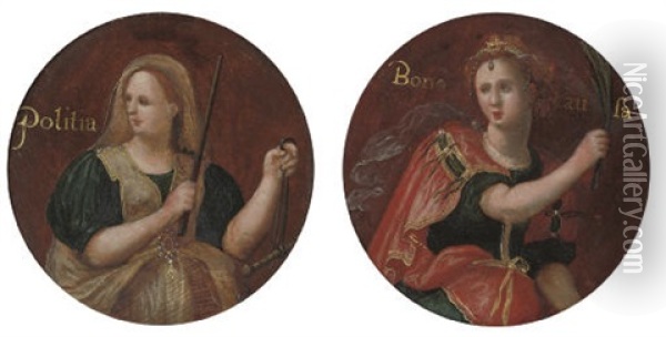 An Allegory Of Justice (+ An Allegory Of Victory; Pair) Oil Painting - Jacob van der Sluis