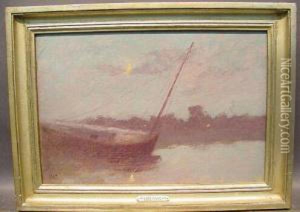 Boat In Moonlight Oil Painting - Walter Clark