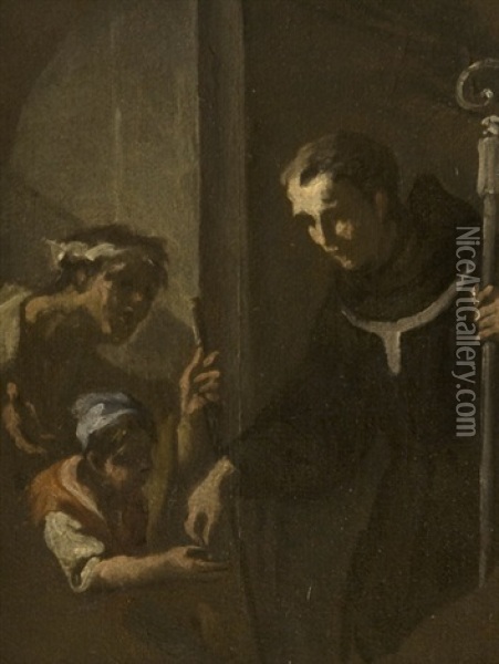 Elemosina Di San Tommaso Da Villanova (bozzetto) Oil Painting - Domenico Mondo
