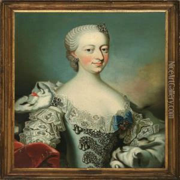 Portrait Of Queen Juliane Marie Of Denmark Oil Painting - Peter Wichmann