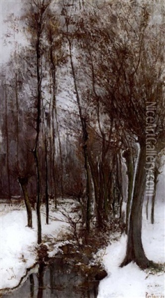 Bords De La Lesse: Neige - Effet D'hiver Oil Painting - Pericles Pantazis