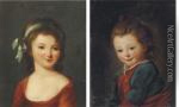 Portraits Of Young Girls Oil Painting - Johann Friedrich A. Tischbein