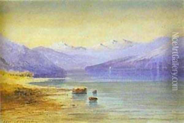 Mountain Lake Switzerland 1854 Oil Painting - Alexei Kondratyevich Savrasov