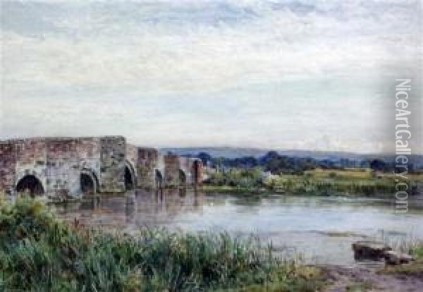 Landscape With Stone Bridge Oil Painting - Ernest Albert Waterlow