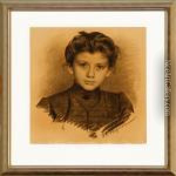 Portrait Of A Younggirl Oil Painting - Bertha Wegmann
