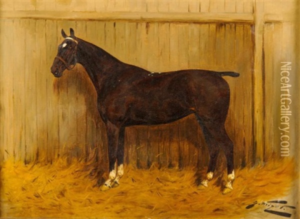 Cheval Dans L'ecurie Oil Painting - George Wright