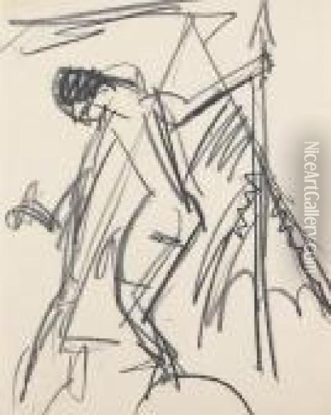 Frauenaktvor Einem Zelt Oil Painting - Ernst Ludwig Kirchner