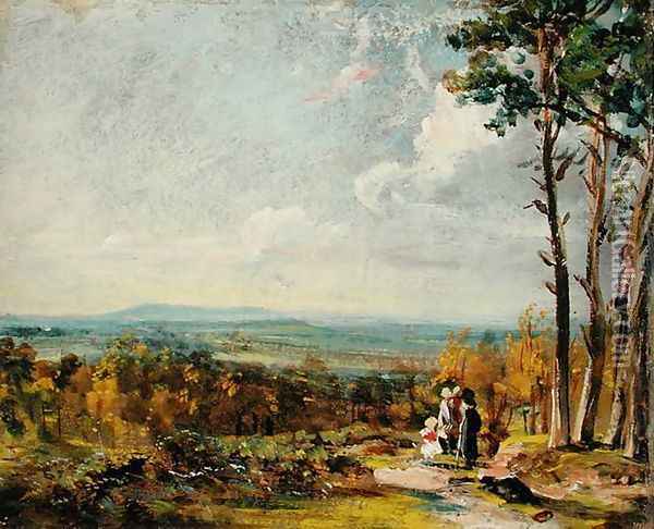 Hampstead Heath Looking Towards Harrow, 1821 Oil Painting - John Constable