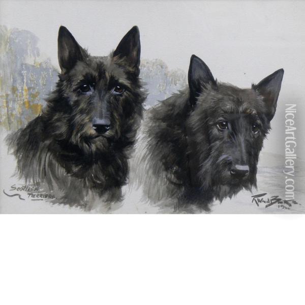 Scottish Terriers Oil Painting - Binks, R. Ward