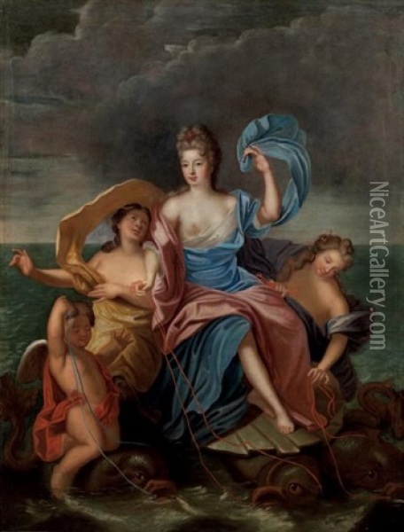 Triomphe D'amphitrite, Portrait Presume De Francoise-marie De Bourbon, Mademoiselle De Blois, Duchesse D'orleans (1677-1749) Oil Painting - Pierre Gobert