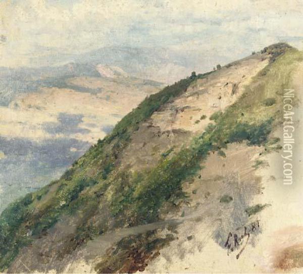 Caucasian Landscape Oil Painting - Franz Roubaud