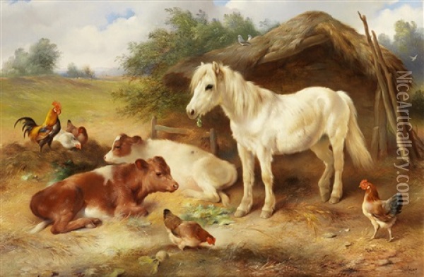 A Corner Of The Farmyard Oil Painting - Walter Hunt