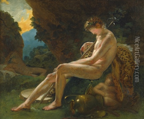 Schlafender Bacchus Oil Painting - Anne-Louis Girodet de Roucy-Trioson