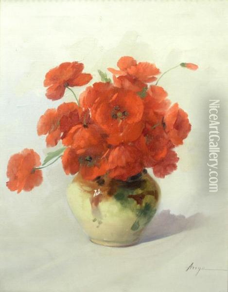 Poppies Oil Painting - Nicolae Angelescu