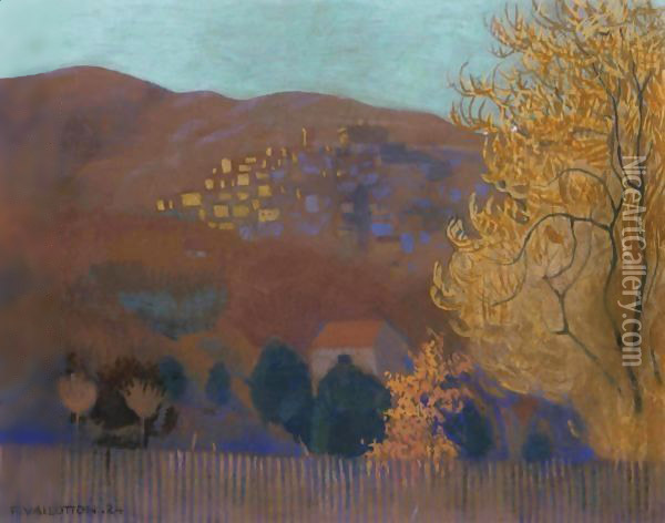 Cagnes In The Evening, 1924 Oil Painting - Felix Edouard Vallotton