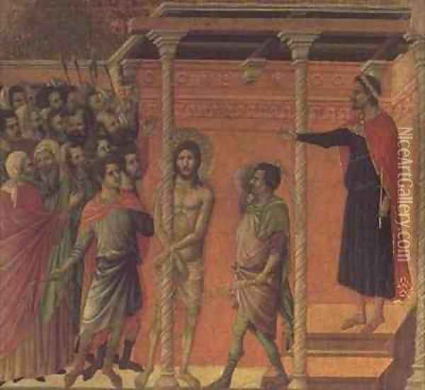 The Flagellation Altarpiece Oil Painting - Buoninsegna Duccio di