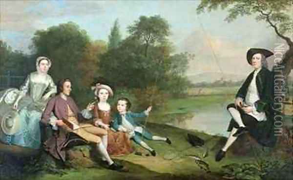 A family of Anglers Oil Painting - Arthur Devis