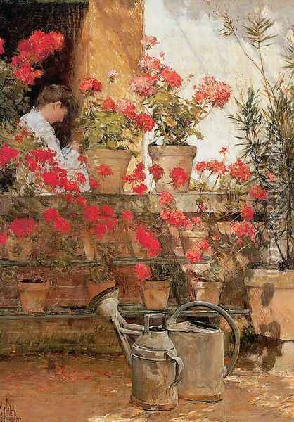 Geraniums 1888 Oil Painting - Childe Hassam