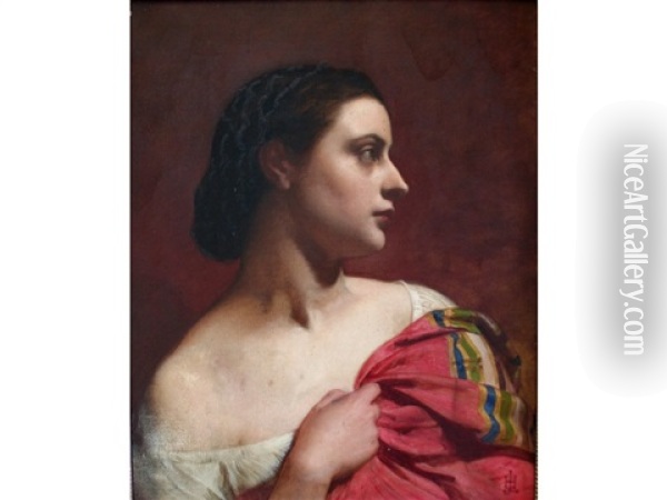 A Classical Profile Oil Painting - Henry Lejeune